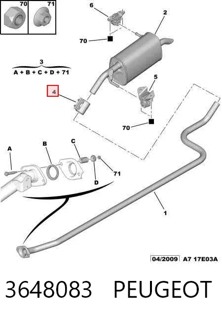 Хомут глушителя передний 3648083 Peugeot/Citroen
