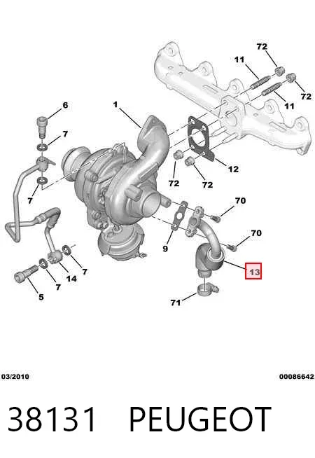 Трубка (шланг) отвода масла от турбины 38131 Peugeot/Citroen