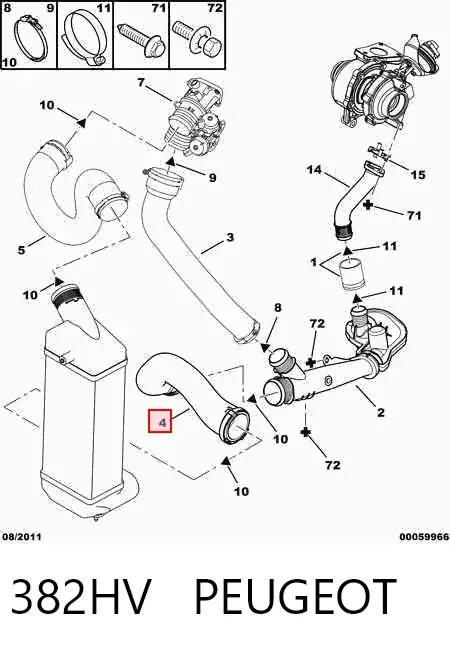 Патрубок интеркулера 382HV Peugeot/Citroen