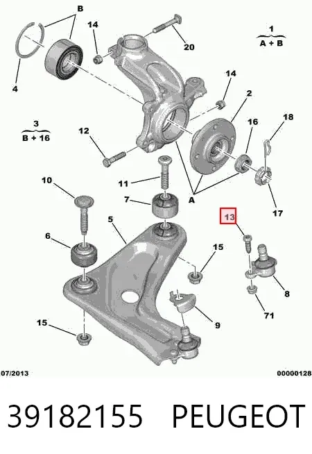 Болт крепления шаровой опоры 39182155 Peugeot/Citroen