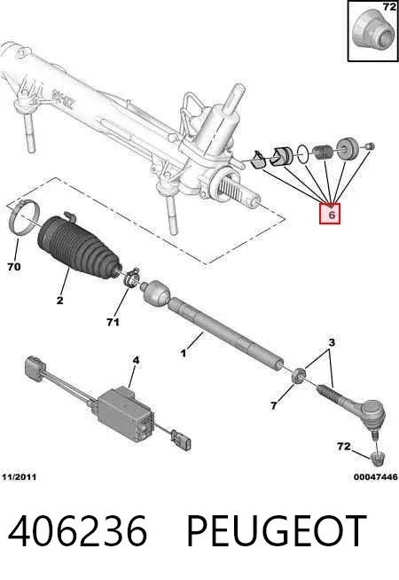 Ремкомплект рулевой рейки 406236 Peugeot/Citroen
