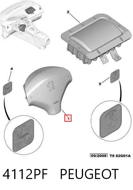Подушка безопасности водителя 4112PF Peugeot/Citroen
