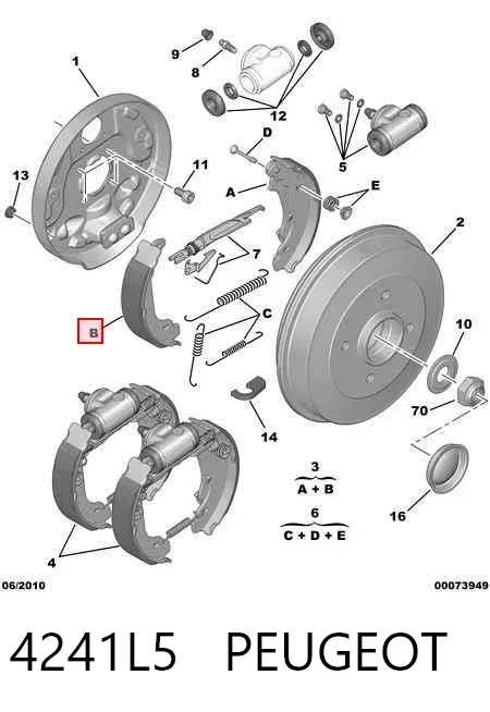 Задние барабанные колодки 4241L5 Peugeot/Citroen