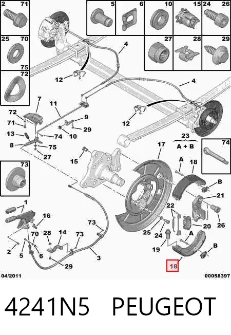 Колодки ручника 4241N5 Peugeot/Citroen
