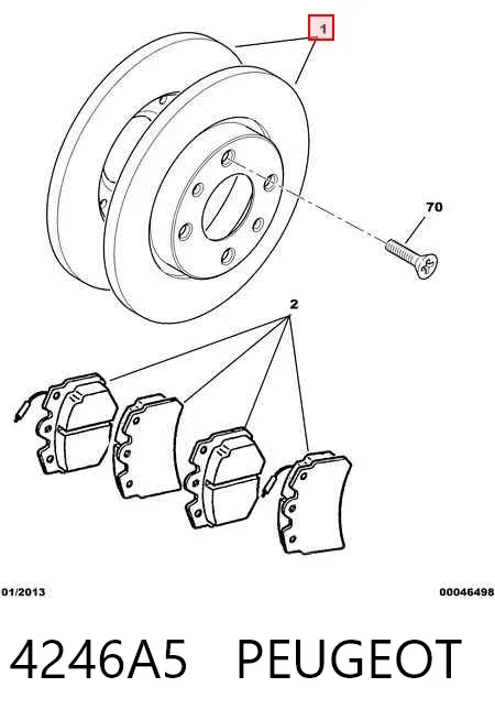 Передние тормозные диски 4246A5 Peugeot/Citroen