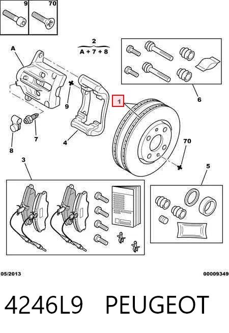 Передние тормозные диски 4246L9 Peugeot/Citroen