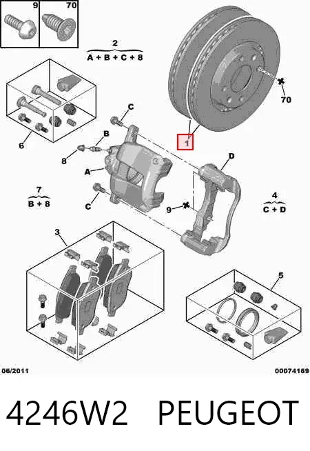 Передние тормозные диски 4246W2 Peugeot/Citroen