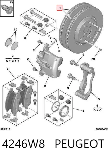 Передние тормозные диски 4246W8 Peugeot/Citroen