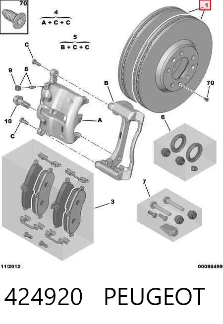 Передние тормозные диски 424920 Peugeot/Citroen