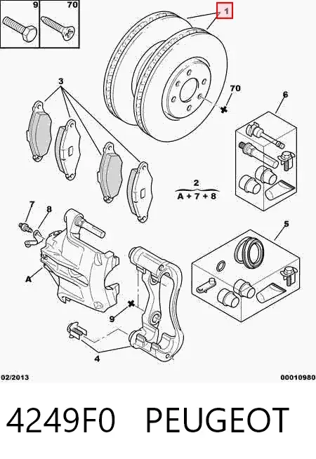 Передние тормозные диски 4249F0 Peugeot/Citroen