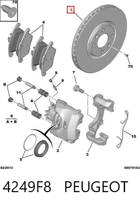 Передние тормозные диски 4249F8 Peugeot/Citroen