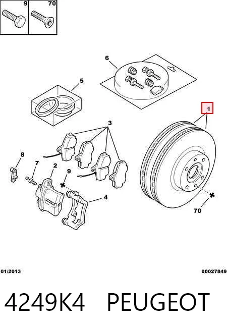 Передние тормозные диски 4249K4 Peugeot/Citroen