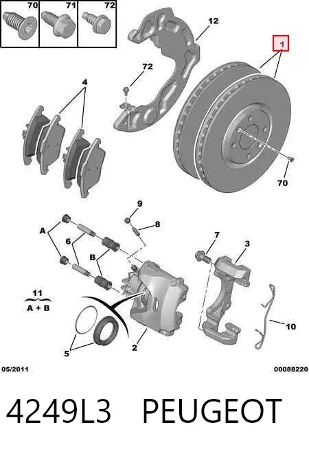 Передние тормозные диски 4249L3 Peugeot/Citroen
