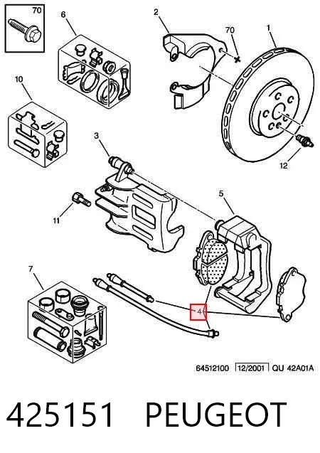 Передние тормозные колодки 425151 Peugeot/Citroen