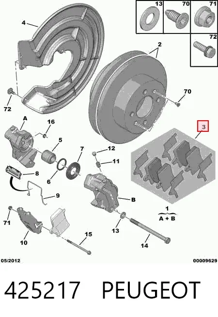 Задние тормозные колодки 425217 Peugeot/Citroen