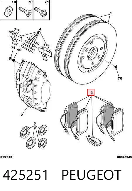Передние тормозные колодки 425251 Peugeot/Citroen