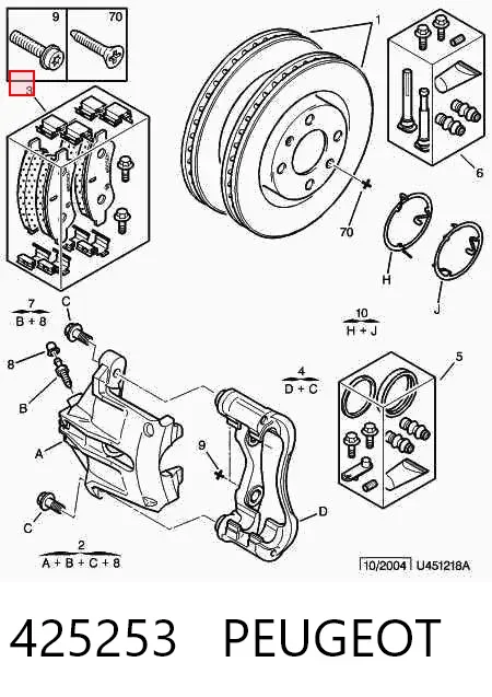 Передние тормозные колодки 425253 Peugeot/Citroen