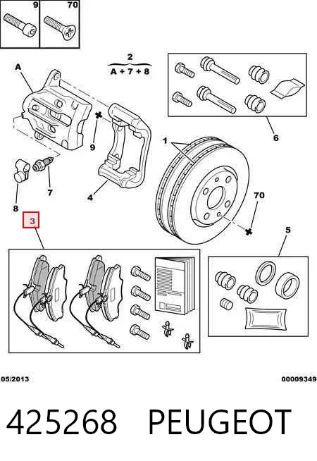 Передние тормозные колодки 425268 Peugeot/Citroen