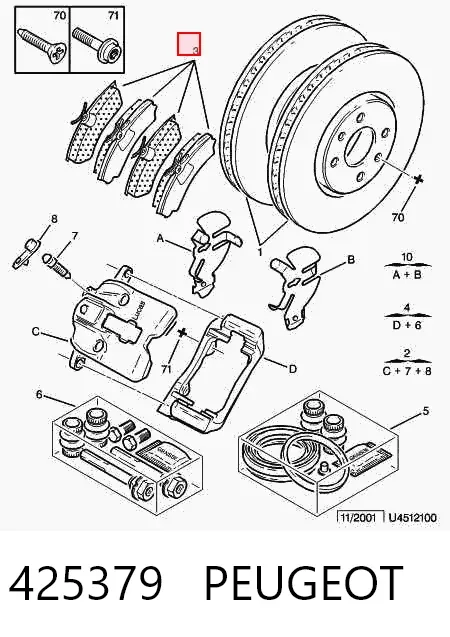 Передние тормозные колодки 425379 Peugeot/Citroen