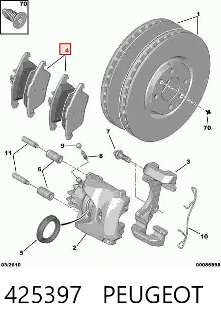 Передние тормозные колодки 425397 Peugeot/Citroen