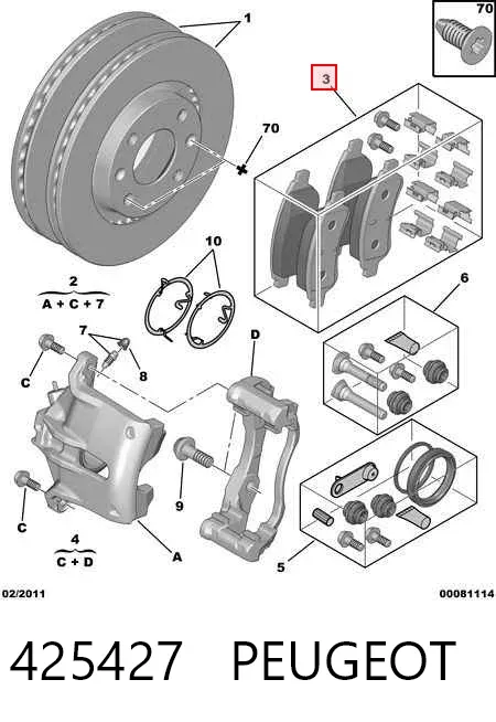 Передние тормозные колодки 425427 Peugeot/Citroen
