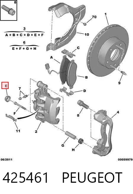 Передние тормозные колодки 425461 Peugeot/Citroen