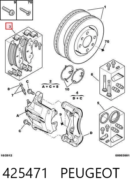 Передние тормозные колодки 425471 Peugeot/Citroen