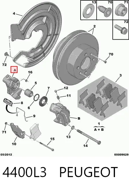 Суппорт тормозной задний 4400L3 Peugeot/Citroen
