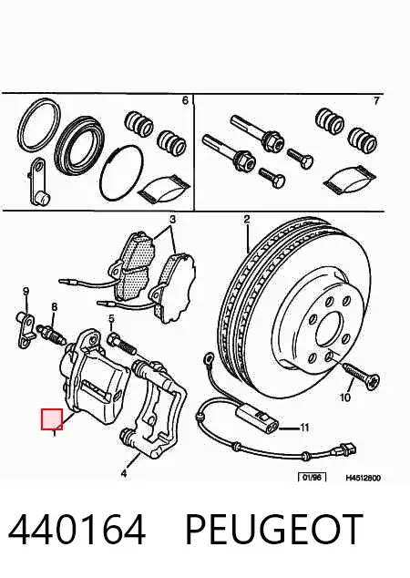 Суппорт тормозной передний правый 440164 Peugeot/Citroen