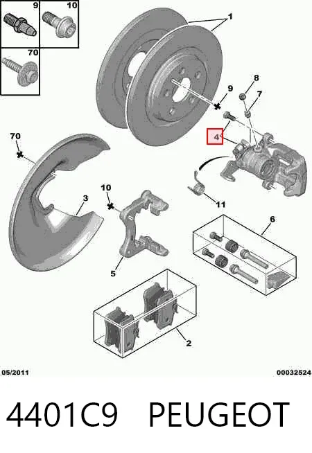 Суппорт задний правый 4401C9 Peugeot/Citroen