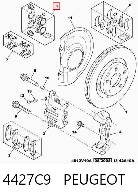 Ремкомплект переднего суппорта 4427C9 Peugeot/Citroen