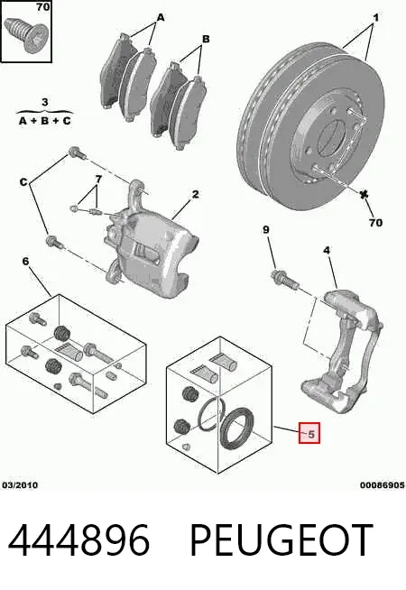 Ремкомплект переднего суппорта 444896 Peugeot/Citroen