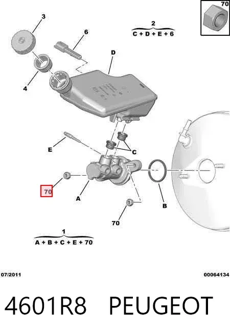 Главный тормозной цилиндр 4601R8 Peugeot/Citroen