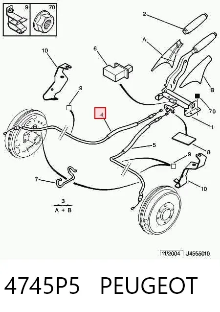 Трос ручника 4745P5 Peugeot/Citroen