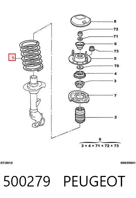Передняя пружина 500279 Peugeot/Citroen