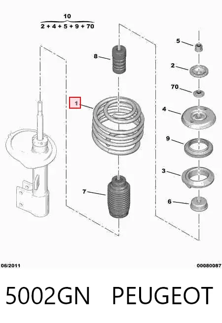 Передняя пружина 5002GN Peugeot/Citroen