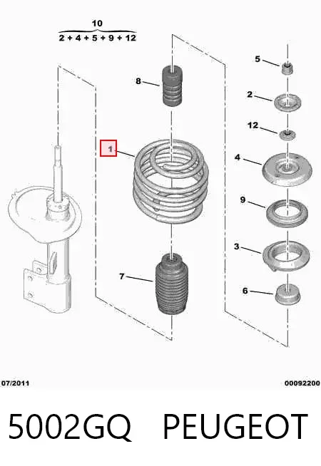 Передняя пружина 5002GQ Peugeot/Citroen