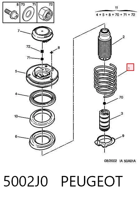 Передняя пружина 5002J0 Peugeot/Citroen
