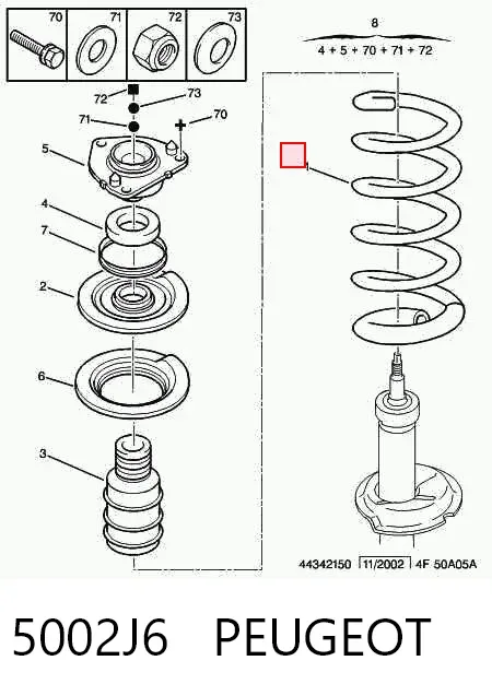 Передняя пружина 5002J6 Peugeot/Citroen