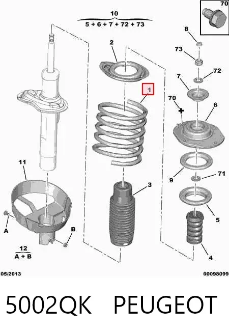Передняя пружина 5002QK Peugeot/Citroen