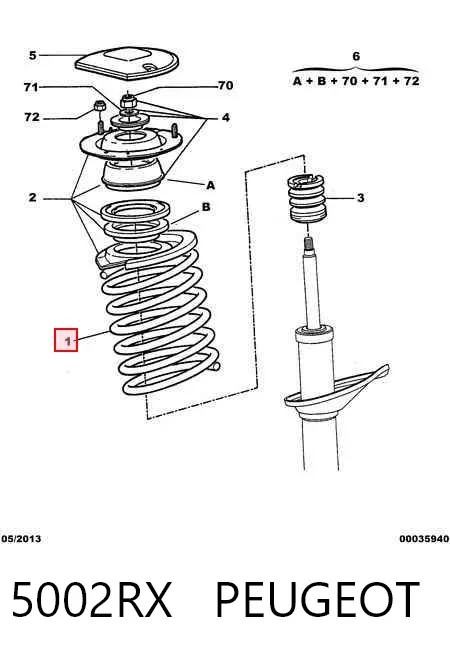 Передняя пружина 5002RX Peugeot/Citroen