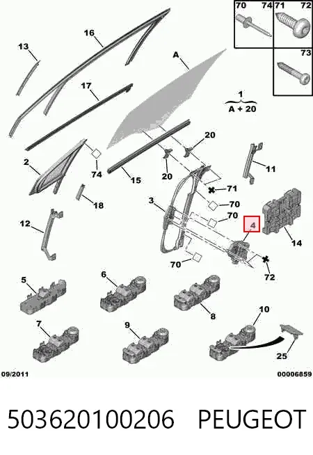 Мотор стеклоподъемника двери передней левой 503620100206 Peugeot/Citroen