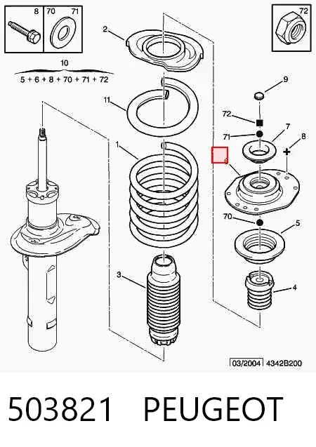 Опора переднего амортизатора 503821 Peugeot/Citroen