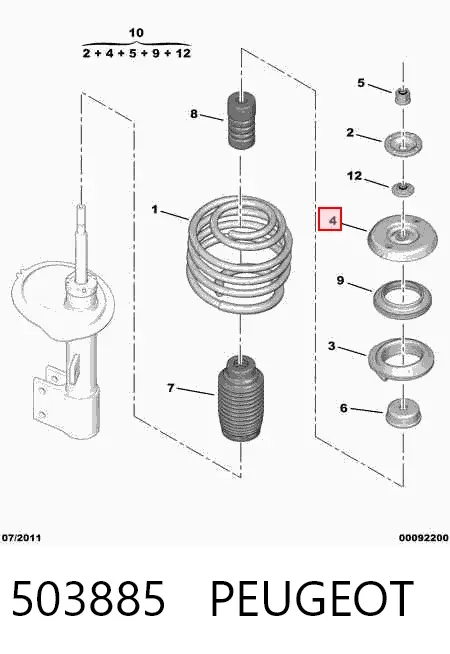 Опора переднего амортизатора 503885 Peugeot/Citroen