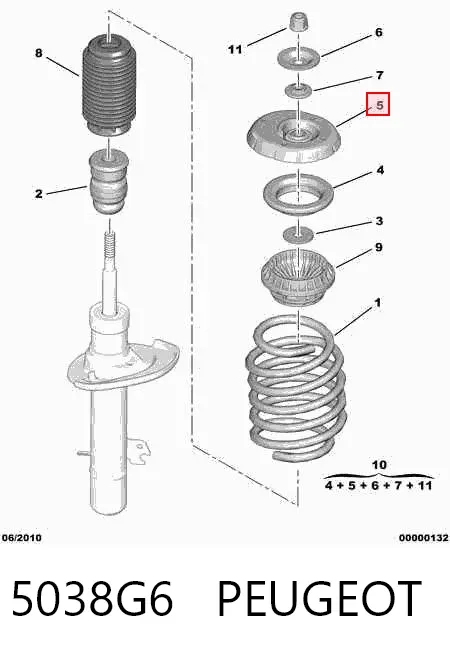 Опора переднего амортизатора 5038G6 Peugeot/Citroen