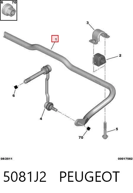 Передний стабилизатор 5081J2 Peugeot/Citroen