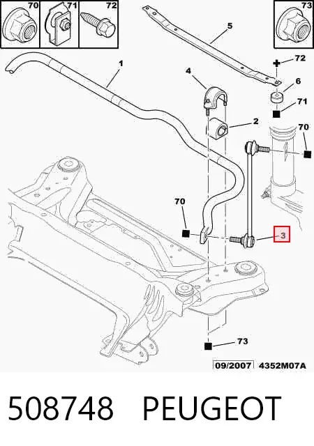 Стойка переднего стабилизатора 508748 Peugeot/Citroen