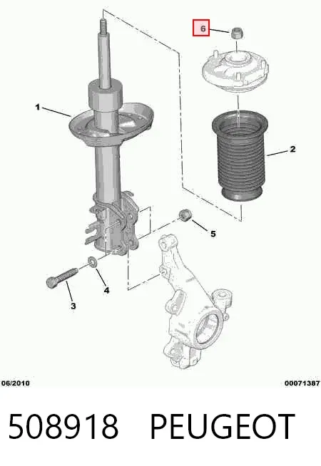 Гайка передней стойки стабилизатора 508918 Peugeot/Citroen