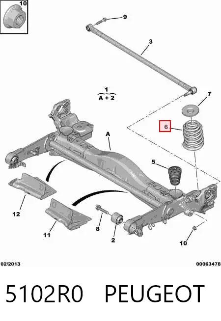 Задняя пружина 5102R0 Peugeot/Citroen