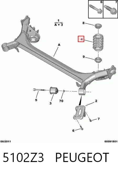 Задняя пружина 5102Z3 Peugeot/Citroen